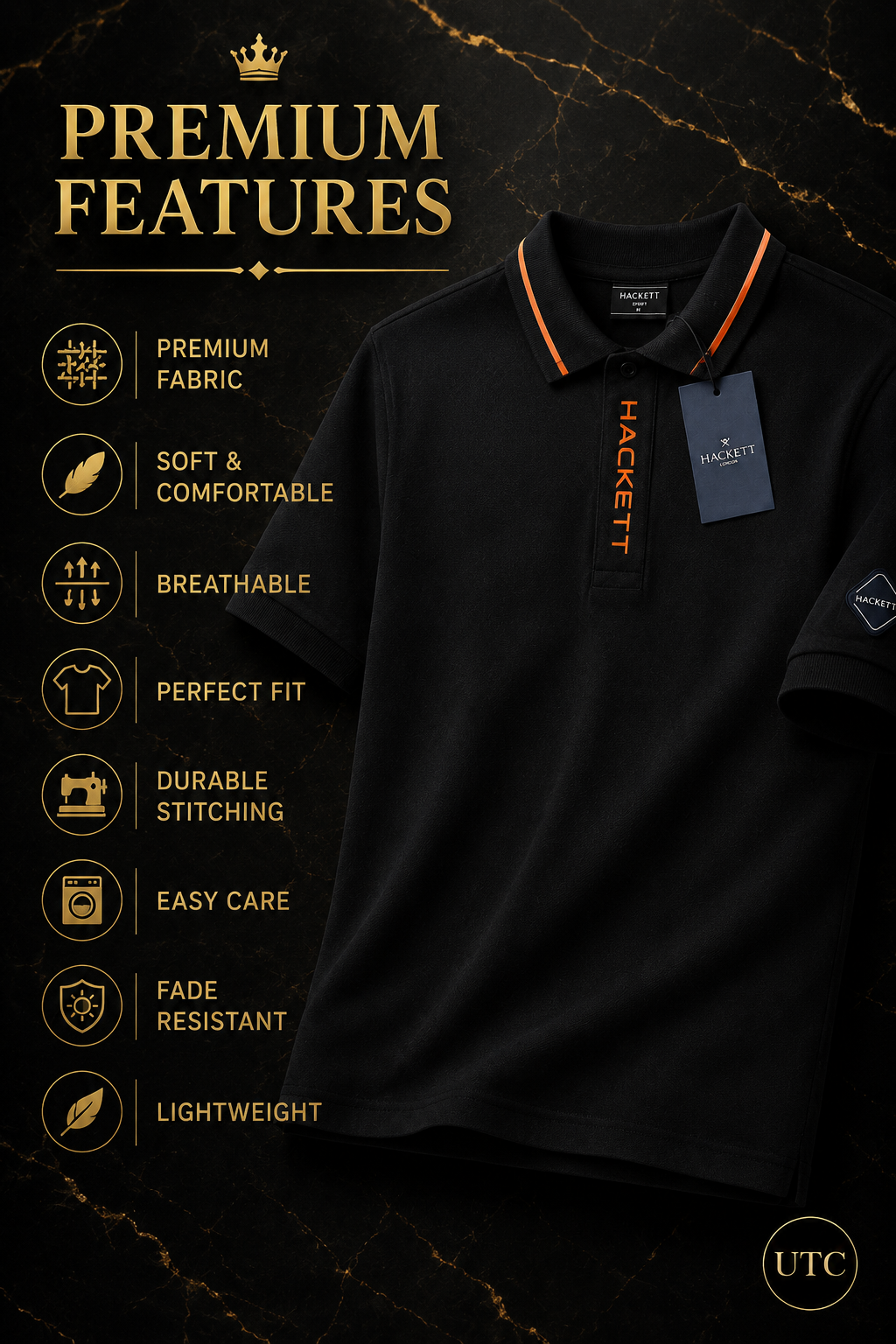 🖤 Hackett London Men's Premium Black Polo Shirt 👕✨ | Luxury Cotton | Smart Casual