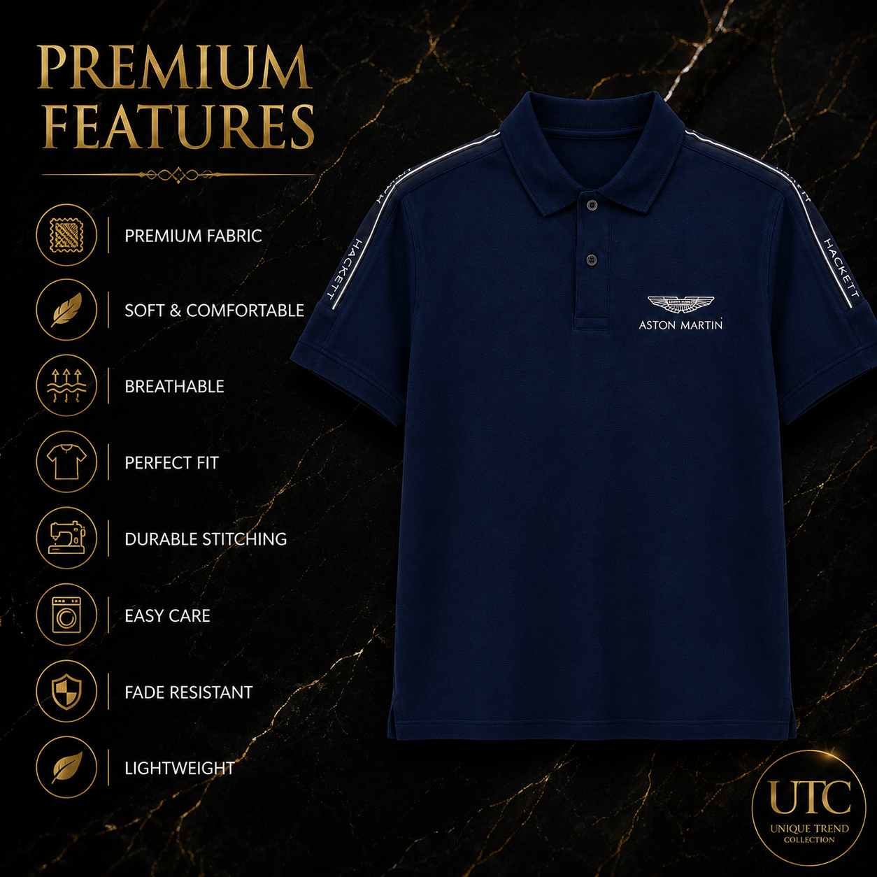 Premium Men's Navy Cotton Polo Shirt | Soft Comfort Casual Golf & Business Polo