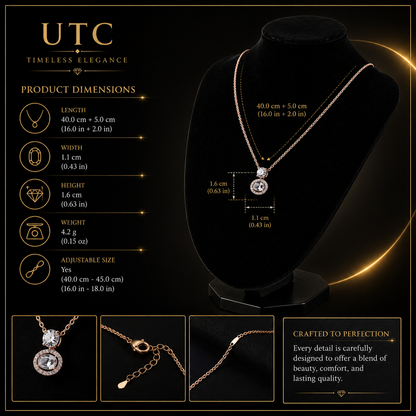 ✨ Rose Gold Crystal Halo Pendant Necklace | Elegant Sparkle Jewelry Gift for Women 💎
