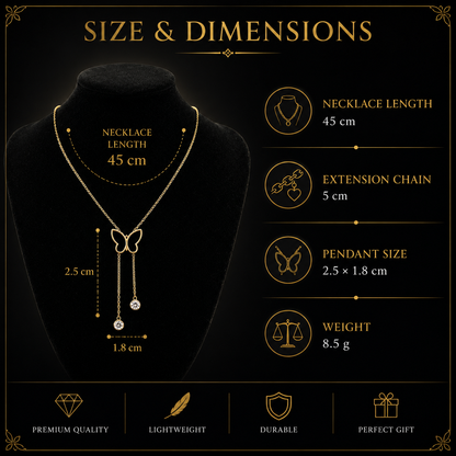 🦋 Elegant Butterfly Tassel Necklace for Women | Gold Plated Crystal Pendant Jewelry