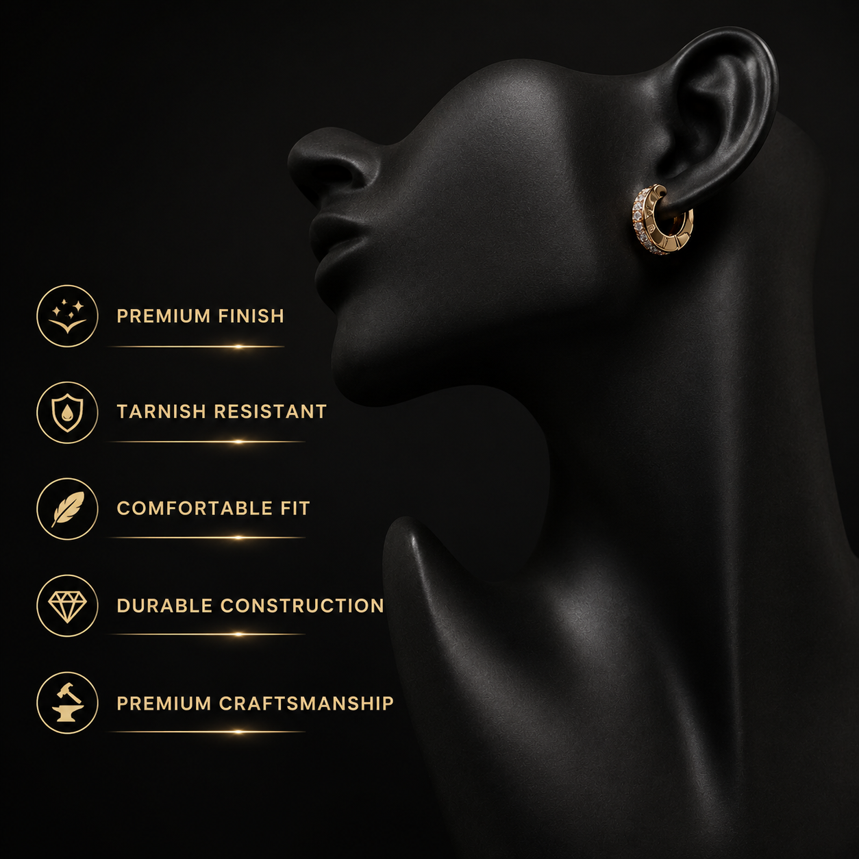 ✨ Elegant Rose Gold Crystal Hoop Earrings for Women | Premium Everyday Luxury Jewelry 💎