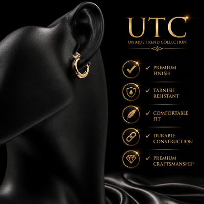 ✨ Elegant Gold Crystal Hoop Earrings for Women | 💎 UTC Luxury Jewelry