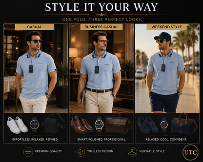 💙 Hackett London Men's Premium Sky Blue Polo Shirt 👕✨ | Luxury Cotton | Smart Casual | 100% Authentic
