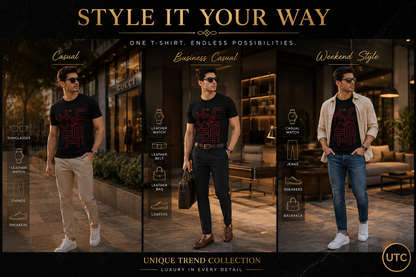 Premium Men's Graphic Crew Neck T-Shirt | Soft Cotton Blend | Casual Short Sleeve Tee | Black