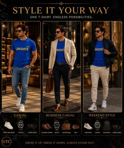 🐊💙 Lacoste Men's Premium Royal Blue Logo T-Shirt 👕 | ✨ 100% Cotton Crew Neck | 💎 Luxury Everyday Wear | 🇨🇦 Fast Shipping