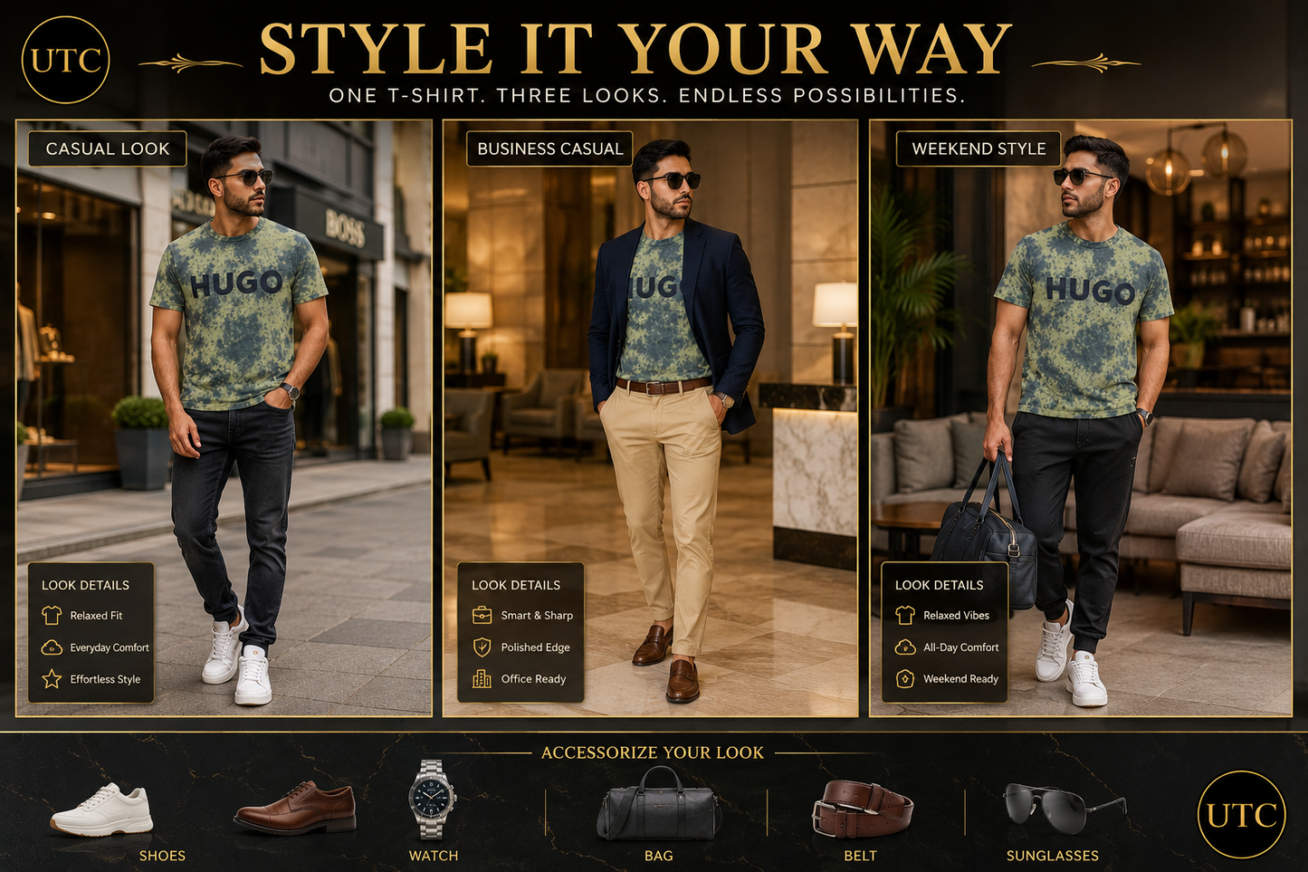 🔥 HUGO Men's Premium Tie-Dye Logo T-Shirt 👕 | ✨ Soft Cotton | 🌿 Modern Luxury | 🇨🇦 Fast Shipping