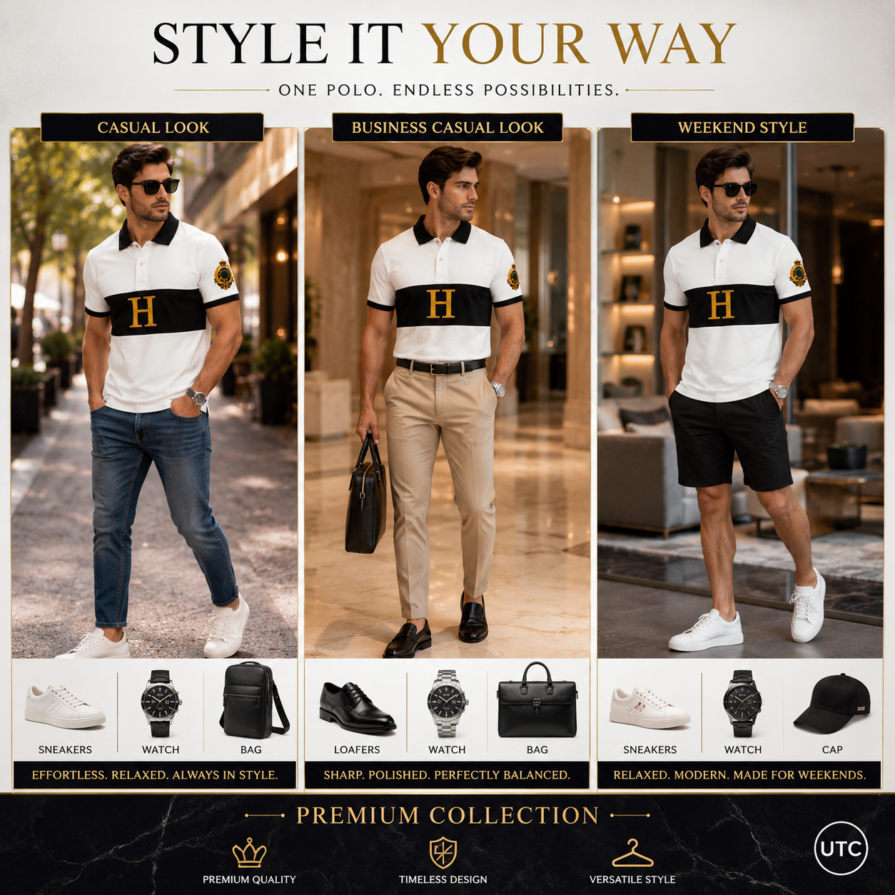 👕✨ Premium Men's Color Block Polo Shirt | Luxury Cotton Blend | Modern Smart Casual