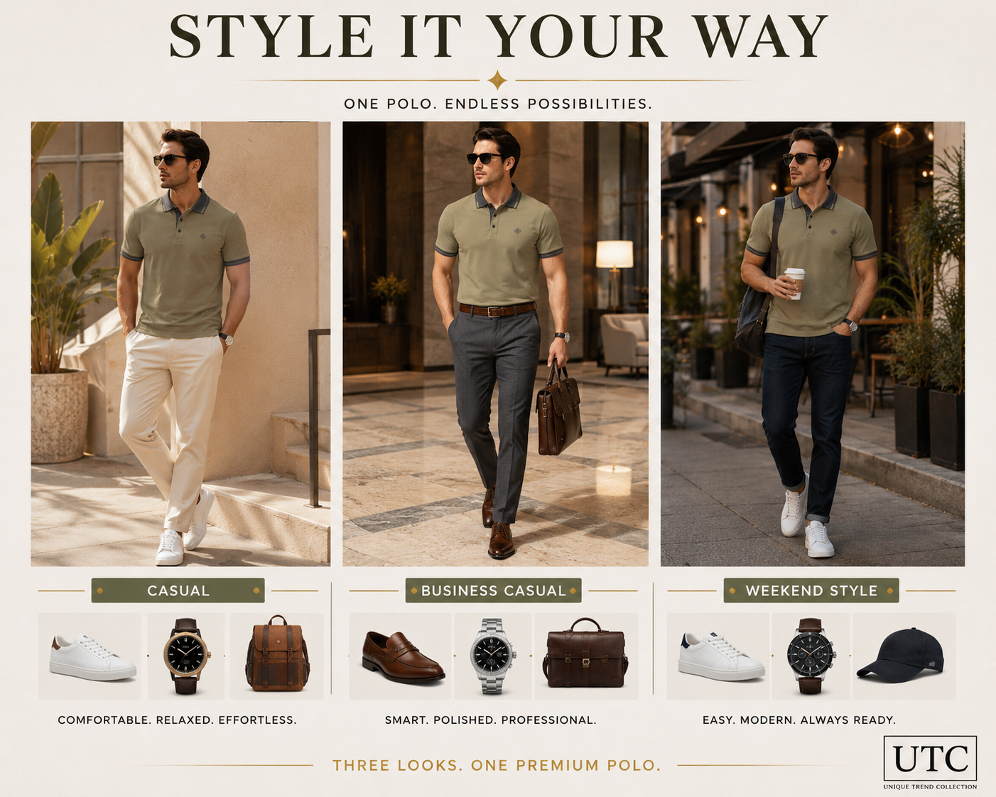 🟢 Premium Men's Olive Green Polo Shirt | Soft Cotton Casual Golf Polo 👕