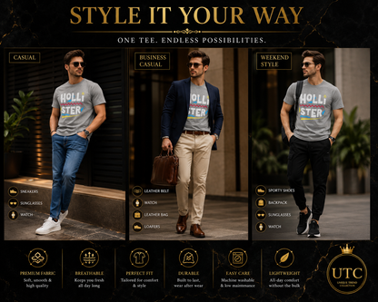 🤍 Hollister Men's Premium Graphic T-Shirt 👕✨ | Soft Cotton Crew Neck | Casual Everyday Style | 100% Authentic
