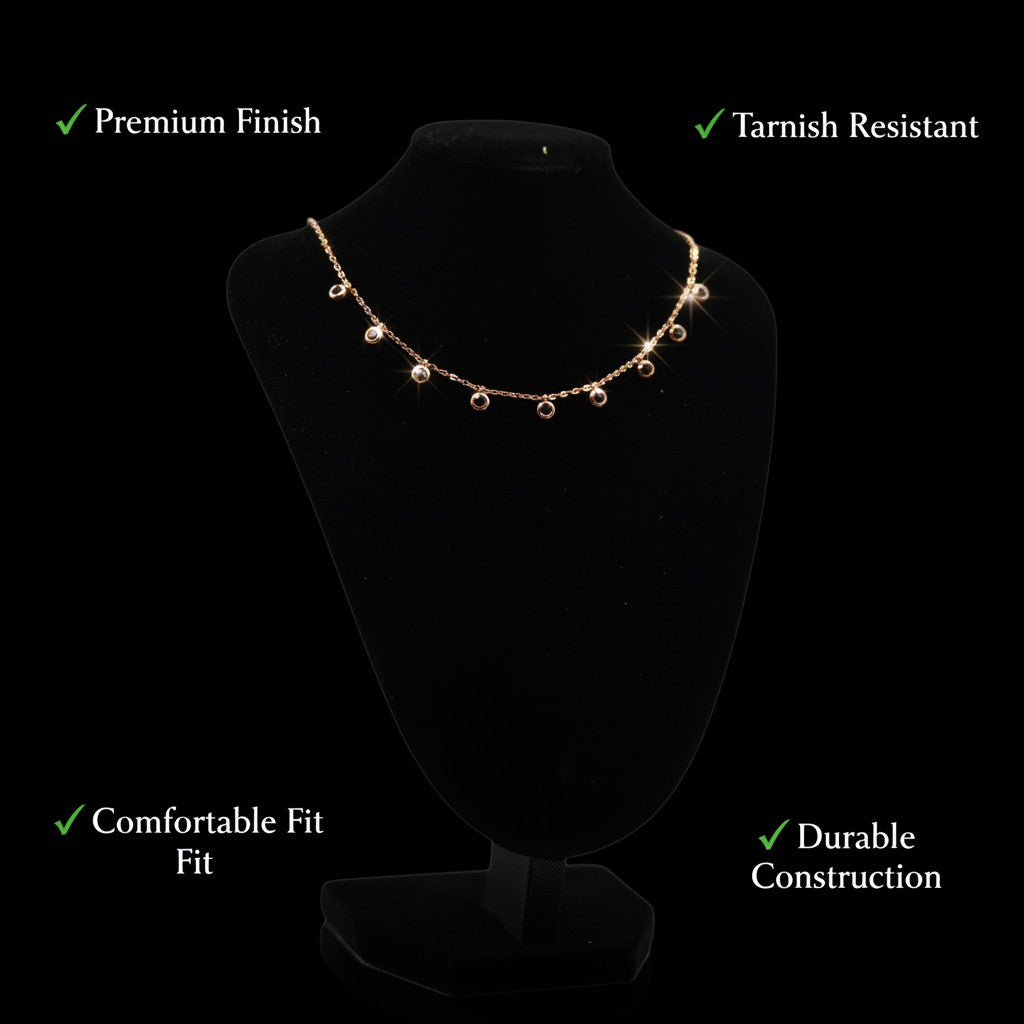 ✨ Elegant Black Crystal Charm Necklace for Women | Dainty Gold-Tone Necklace ✨