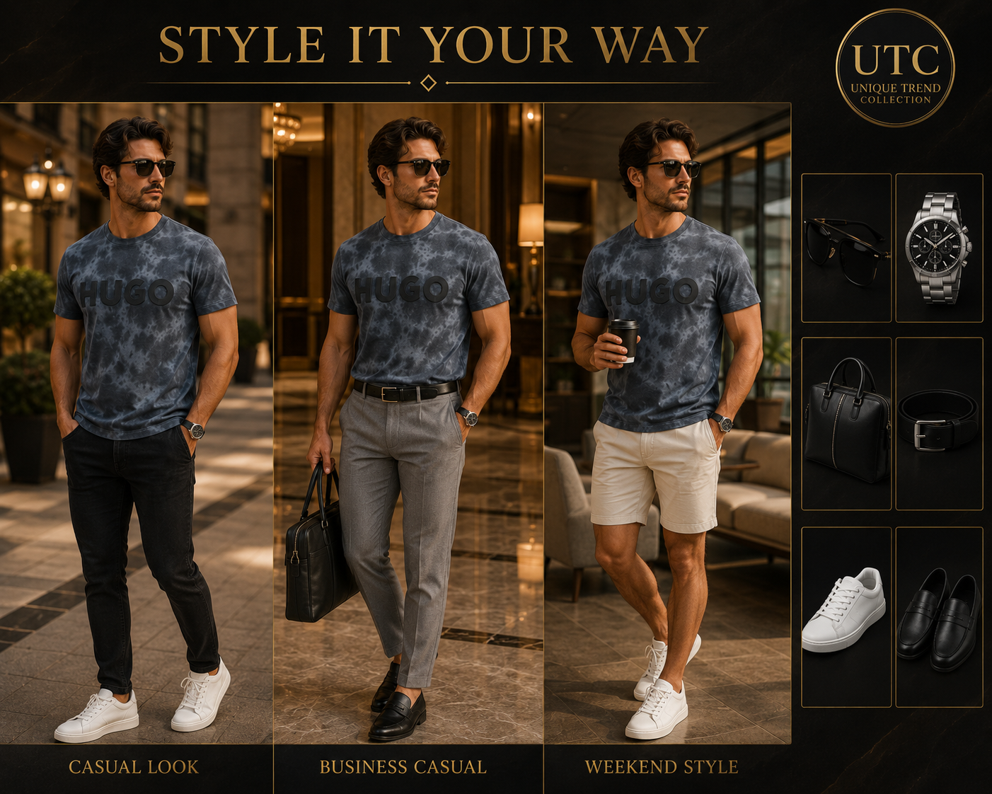 🖤 HUGO Men's Premium Tie-Dye Logo T-Shirt 👕✨ | 100% Authentic | Modern Luxury