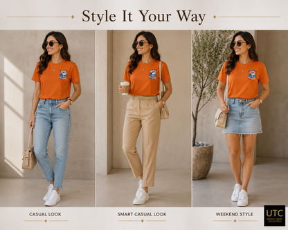 Women’s Premium Orange Graphic T-Shirt – Stay Cool Casual Crew Neck Tee