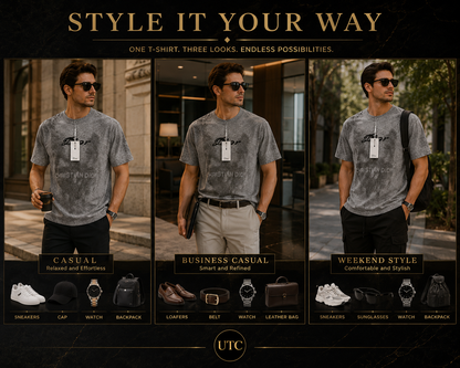 Premium Men's Grey Graphic Crew Neck T-Shirt | Soft Cotton Blend | Modern Fit