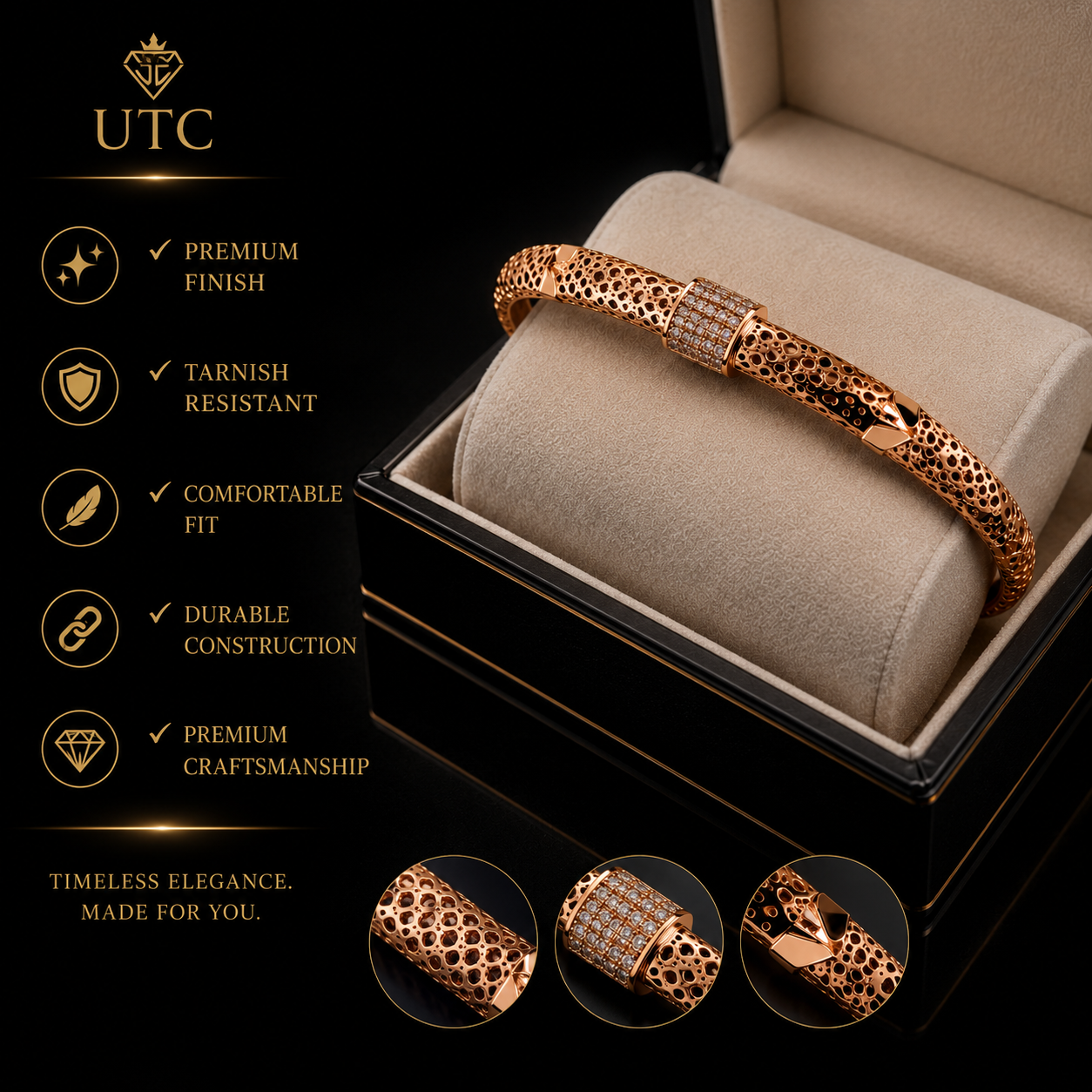 ✨ Luxury Gold Textured Chain Bracelet | Elegant Women's Fashion Jewelry