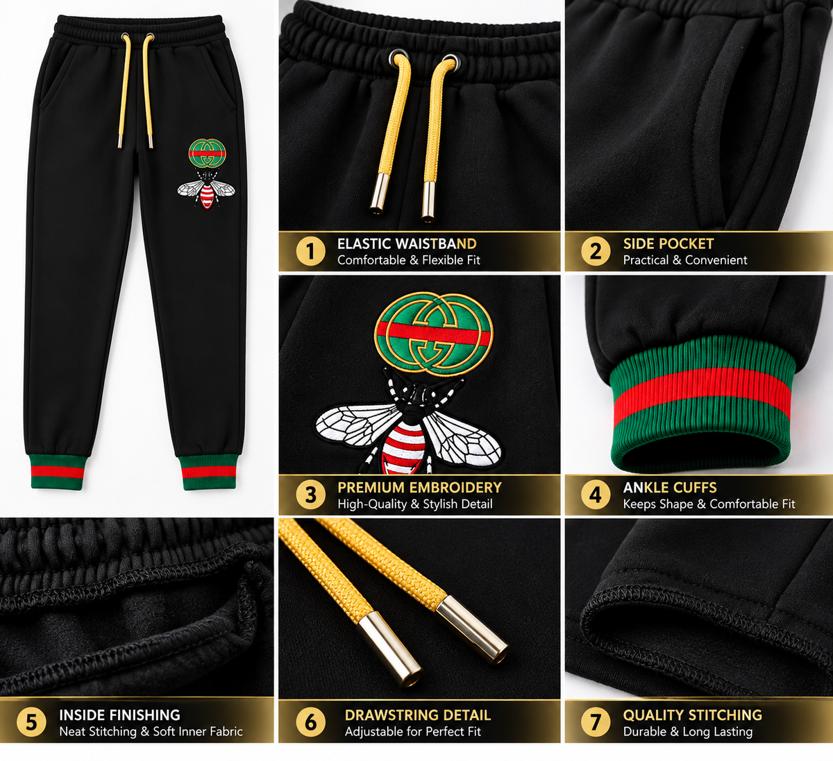 GUCCI Bee Graphic Black 2-Piece Tracksuit | Sweatshirt & Joggers