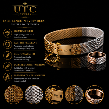 ✨ Luxury Two-Tone Crystal Mesh Bracelet | Gold & Silver Women's Fashion Jewelry