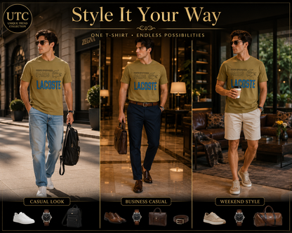 Lacoste Men's Premium Olive Green Graphic Cotton T-Shirt | Soft Crew Neck Casual Tee