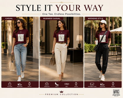 Formal Girl Women’s Oversized Burgundy Graphic T-Shirt – Abstract Face Print