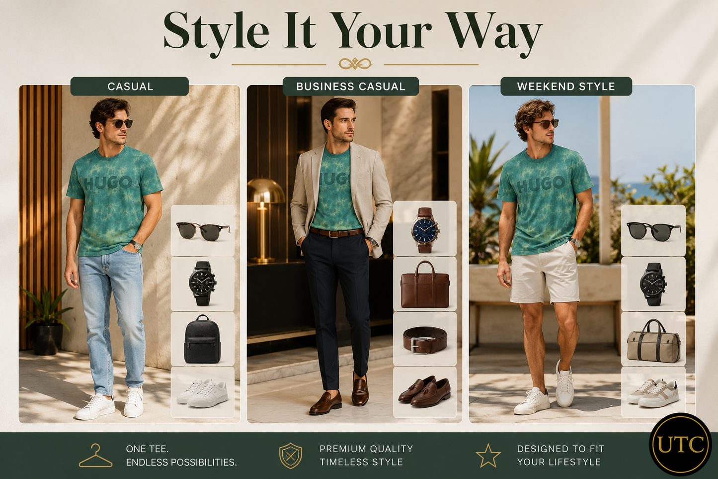 💚✨ HUGO Men's Premium Green Tie-Dye Logo T-Shirt 👕 | 💎 Soft Cotton Crew Neck | 🌿 Luxury Everyday Style | 🇨🇦 Fast Shipping