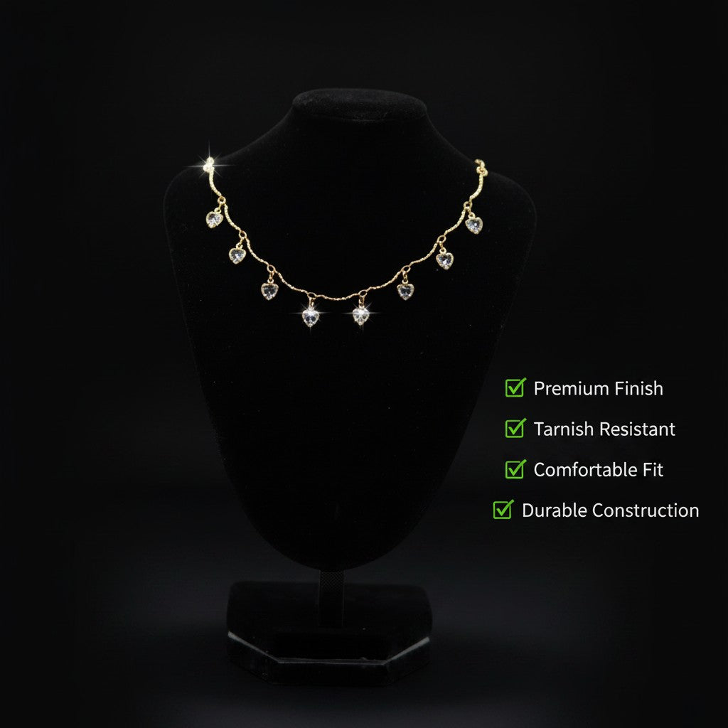 💖 Elegant Gold Heart Crystal Necklace for Women | Luxury Gift