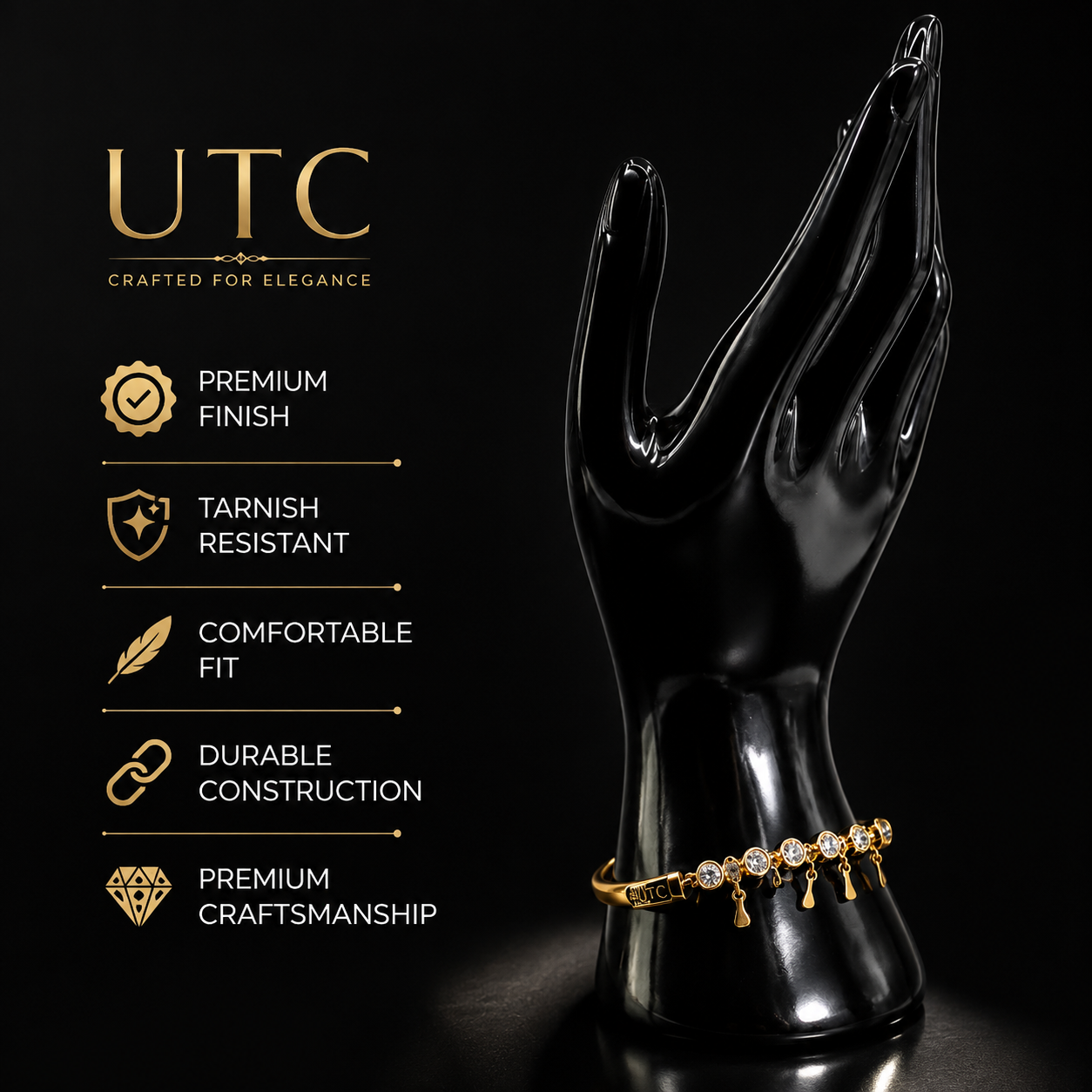 ✨ Luxury Gold Crystal Charm Bracelet for Women | Premium Adjustable Fashion Jewelry | Perfect Gift