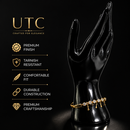 ✨ Luxury Gold Crystal Charm Bracelet for Women | Premium Adjustable Fashion Jewelry | Perfect Gift