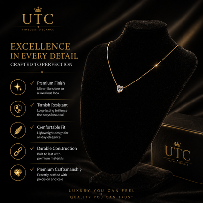 💎 UTC Luxury Heart Crystal Necklace for Women | Elegant Gold-Tone Pendant Jewelry ✨