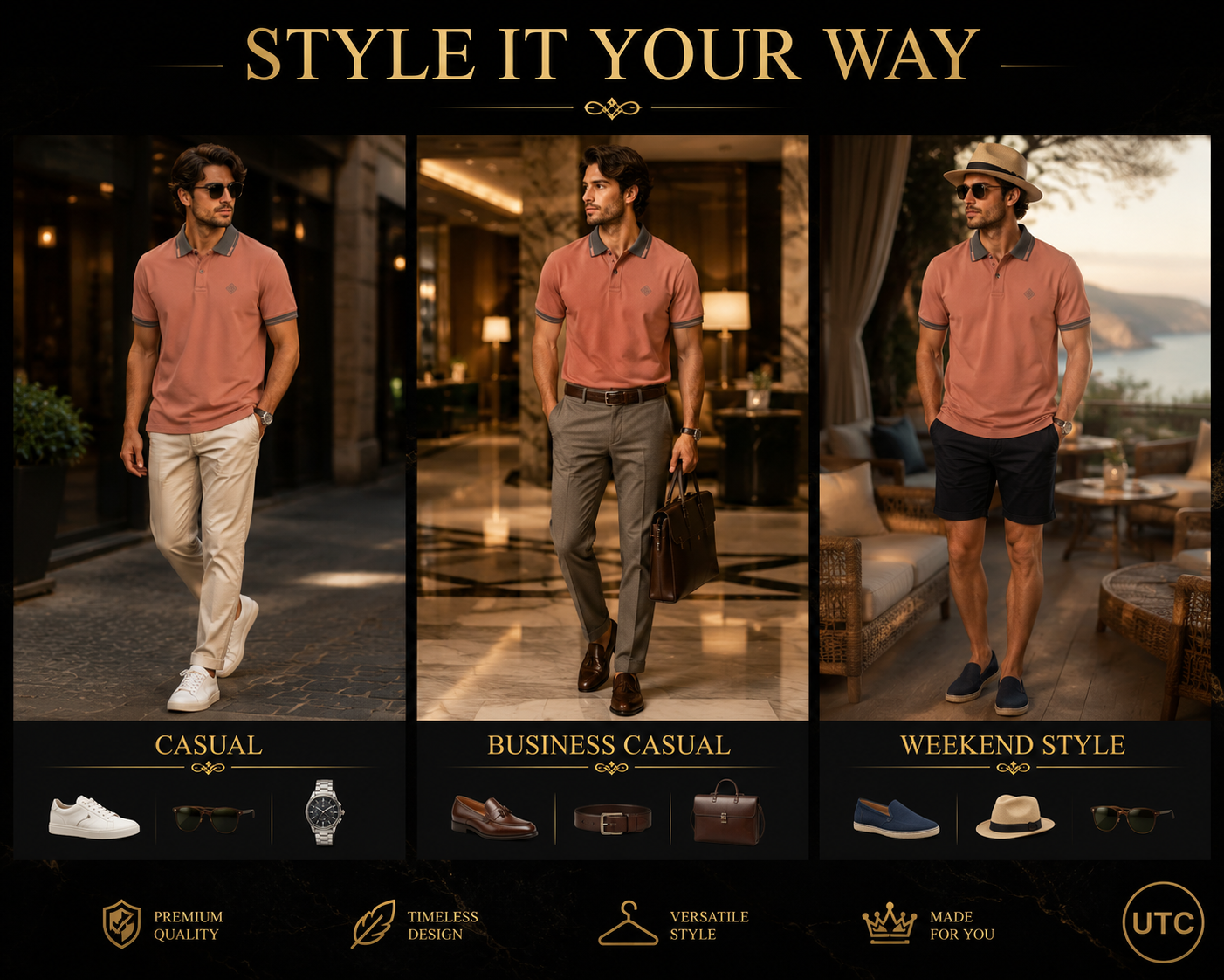 🏆 Premium Men's Polo Shirt | Soft Cotton Blend | Smart Casual | Dusty Rose 👕