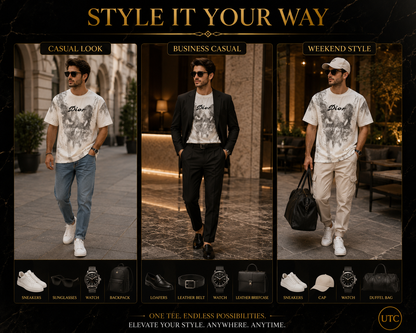 Premium Men's White Graphic Crew Neck T-Shirt | Soft Cotton Blend | Modern Fit