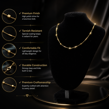 ✨ Minimalist Gold Cube Chain Necklace for Women | Elegant Lightweight Jewelry | Perfect Gift