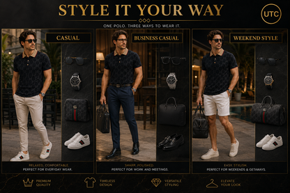 👑 Premium Men's Luxury Polo Shirt 👕 | Soft Cotton Blend | Designer-Inspired Smart Casual | Black