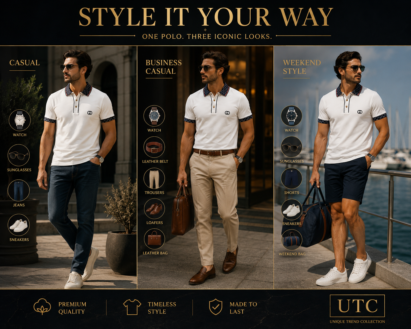 🤍 Gucci Men's Premium White Polo Shirt | Luxury Cotton Short Sleeve Polo