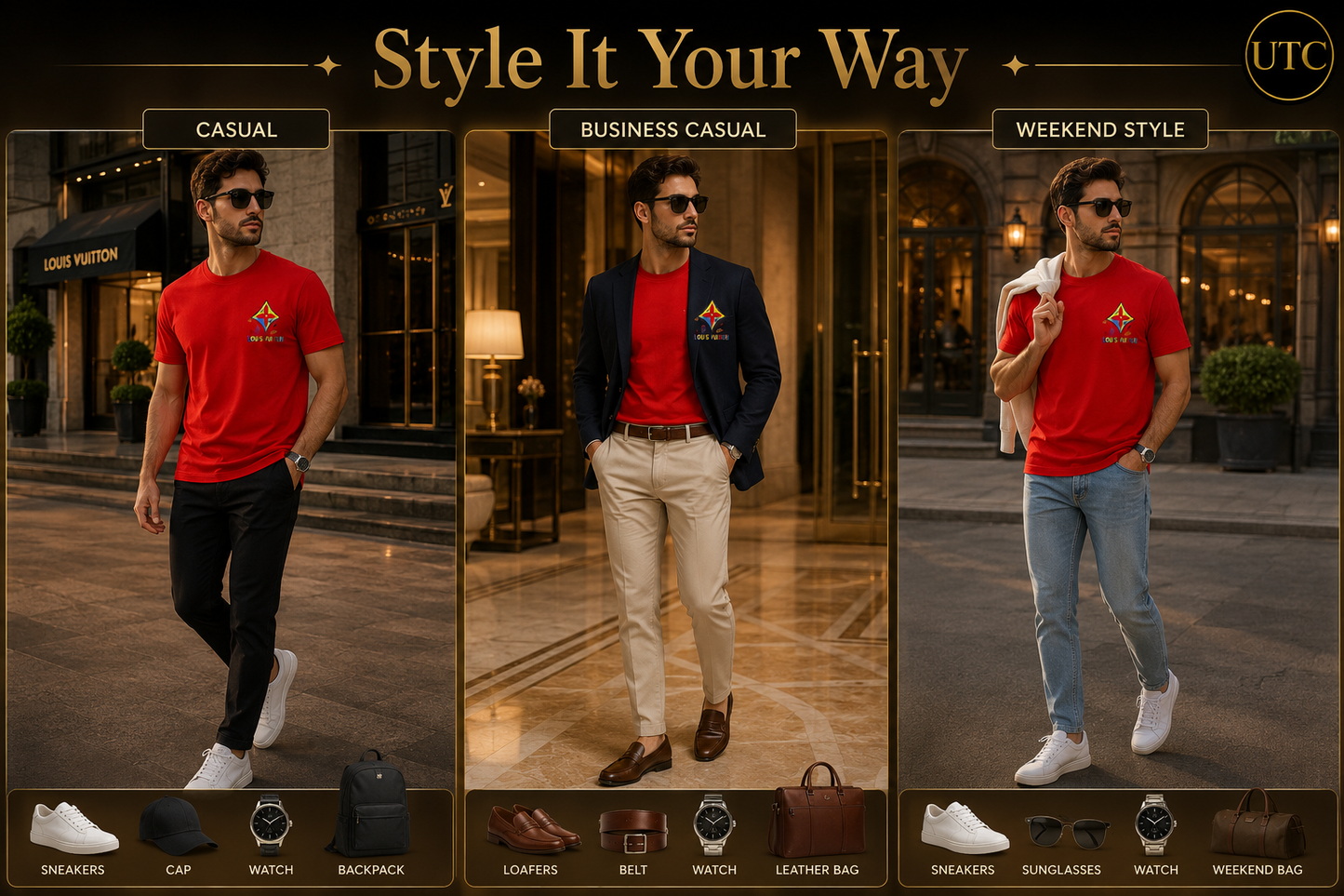 ❤️✨ Louis Vuitton Men's Premium Red Logo T-Shirt 👕 | 💎 100% Soft Cotton Crew Neck | 🔥 Luxury Designer Casual Wear