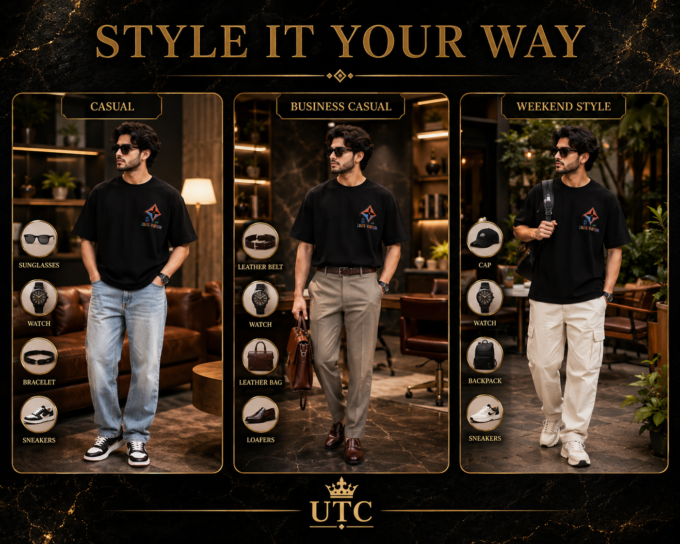 Premium Men's Black Oversized Cotton T-Shirt | Soft Crew Neck Casual Tee