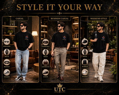 Premium Men's Black Oversized Cotton T-Shirt | Soft Crew Neck Casual Tee