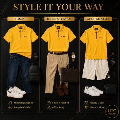 🔥 Diesel Men's Premium Yellow Zip Polo Shirt | Luxury Cotton Casual Golf Polo 👕💛