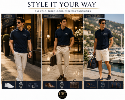 Premium Men's Navy Cotton Polo Shirt | Soft Comfort Casual Golf & Business Polo