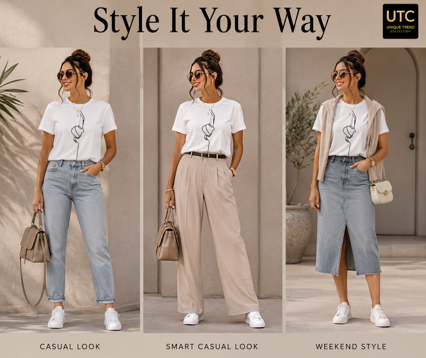 Formal Girl Women’s White Minimalist Line Art T-Shirt – Short Sleeve Casual Tee
