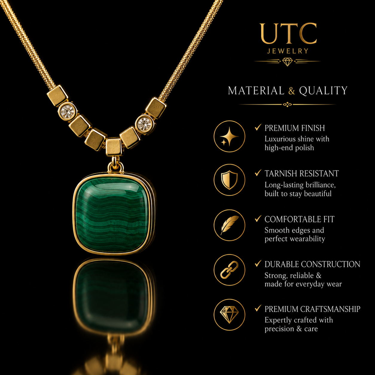 💎 UTC Luxury Emerald Green Pendant Necklace 💎