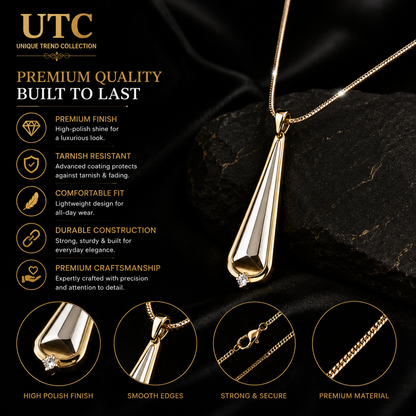 Luxury Crystal Teardrop Necklace – Gold Plated Elegant Pendant for Women