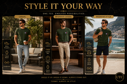 💚 Premium Men's Olive Green Crew Neck T-Shirt | Modern Casual Luxury | Soft Cotton Blend ✨