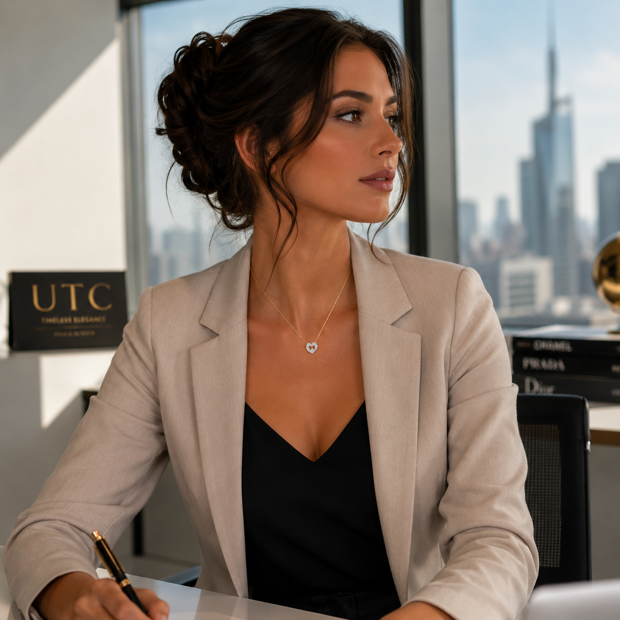 💎 UTC Luxury Heart Crystal Necklace for Women | Elegant Gold-Tone Pendant Jewelry ✨