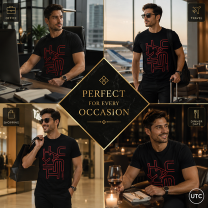 Premium Men's Graphic Crew Neck T-Shirt | Soft Cotton Blend | Casual Short Sleeve Tee | Black