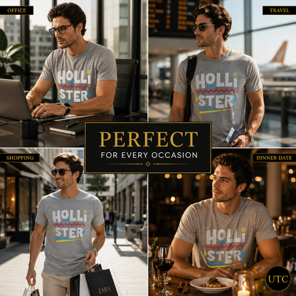 🤍 Hollister Men's Premium Graphic T-Shirt 👕✨ | Soft Cotton Crew Neck | Casual Everyday Style | 100% Authentic