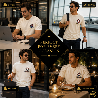 👑 Premium Men's Graphic T-Shirt | Soft Cotton Blend | Luxury Casual Crew Neck | Ivory White