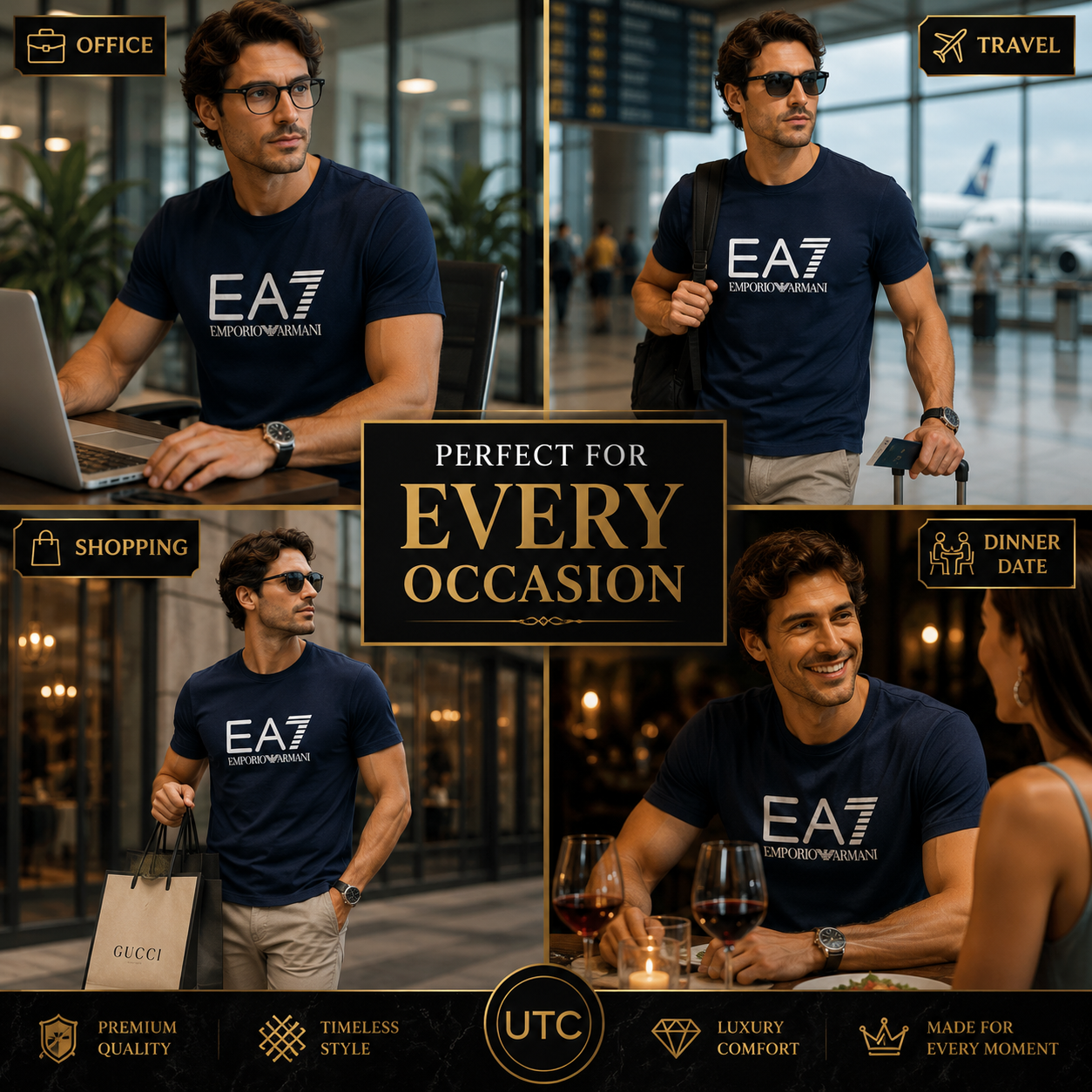 👕 Premium Men's Crew Neck T-Shirt | Soft Cotton Blend | Modern Everyday Style | Navy Blue