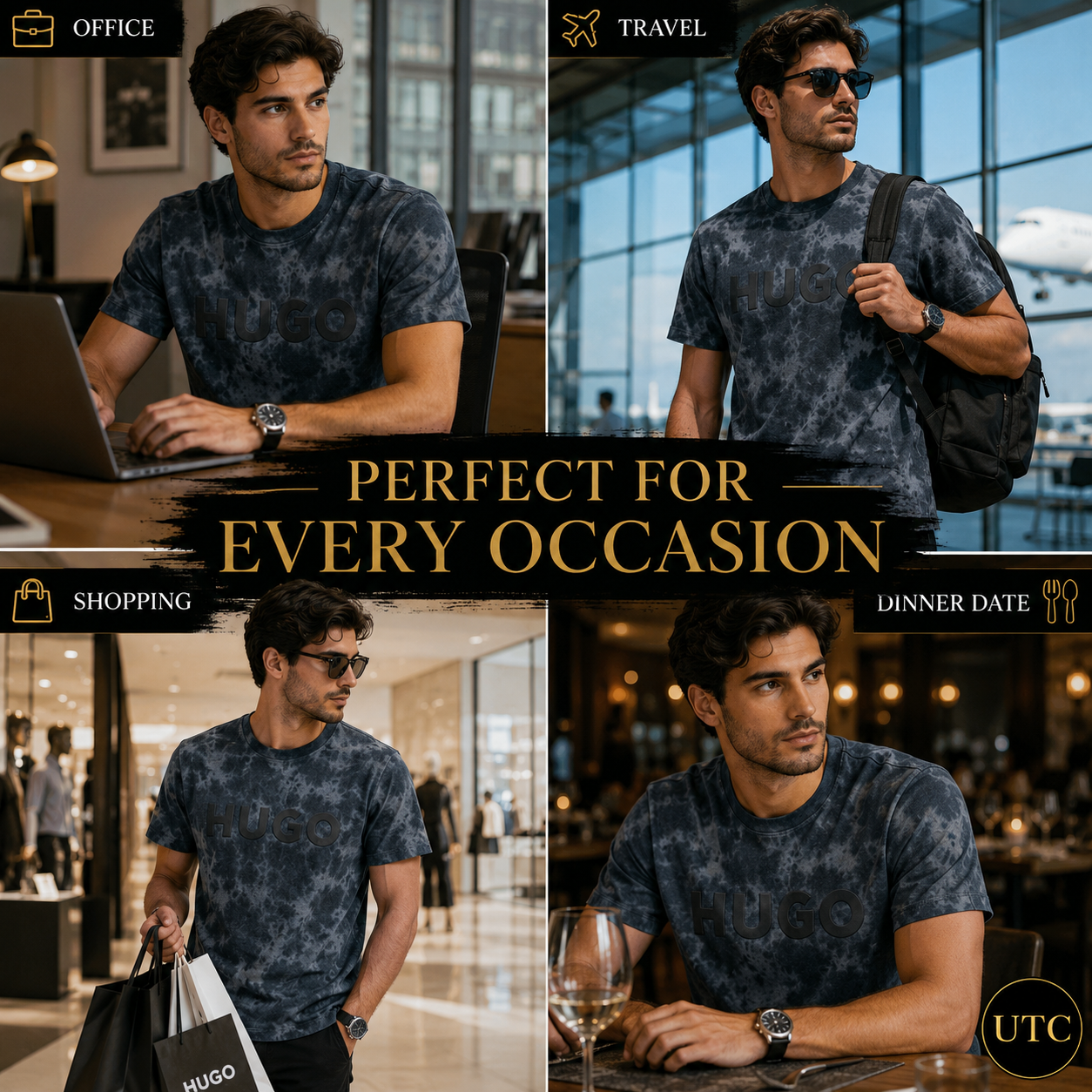 🖤 HUGO Men's Premium Tie-Dye Logo T-Shirt 👕✨ | 100% Authentic | Modern Luxury