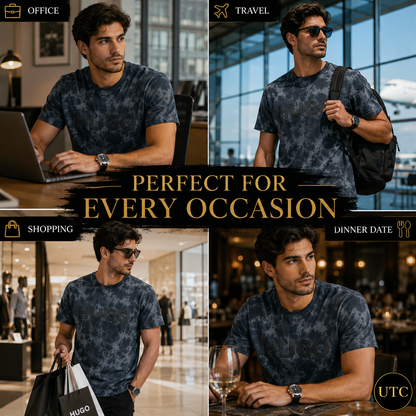 🖤 HUGO Men's Premium Tie-Dye Logo T-Shirt 👕✨ | 100% Authentic | Modern Luxury