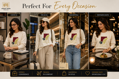 Formal Girl Women’s Cream Long Sleeve Graphic T-Shirt – Just Be Calm Casual Top
