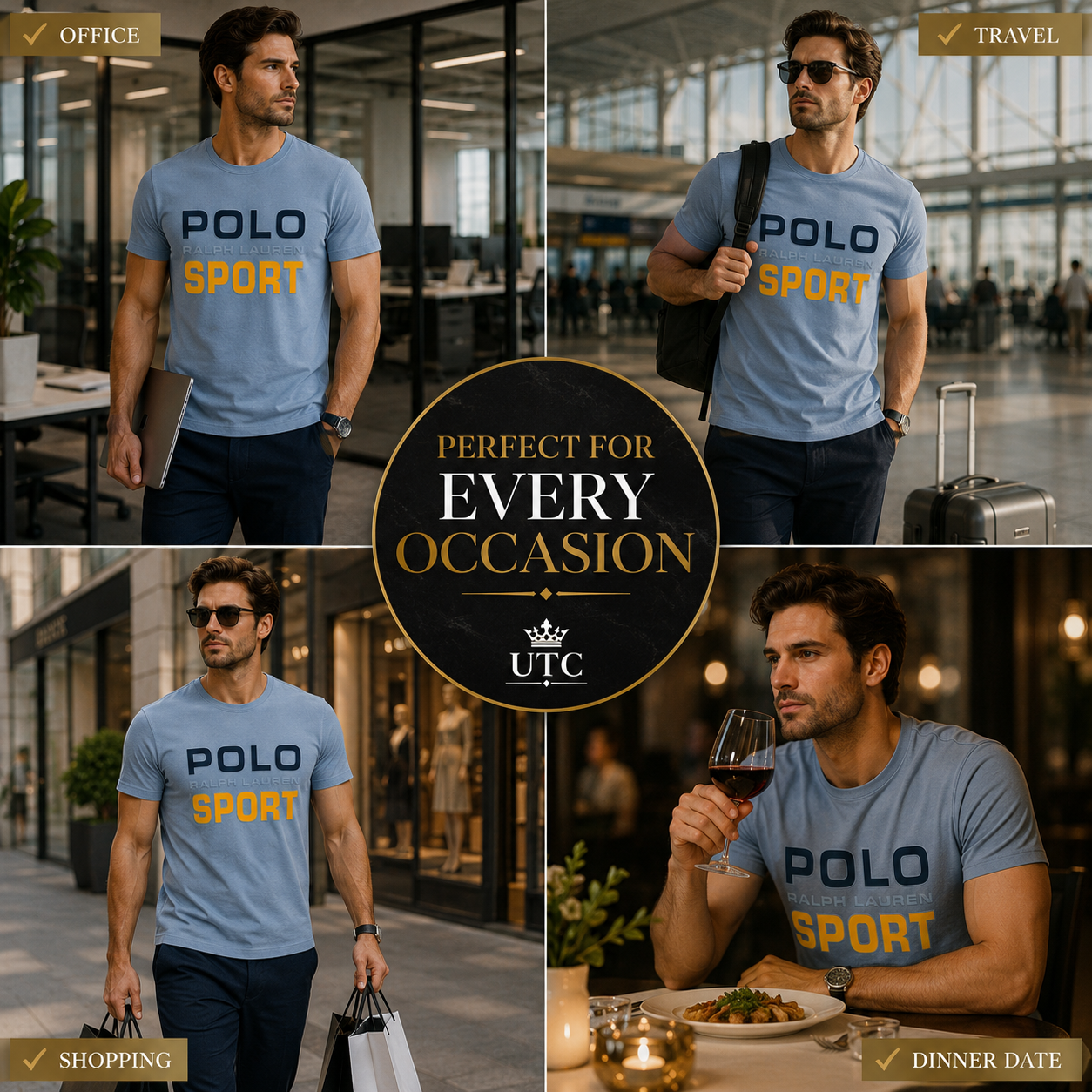 Polo Ralph Lauren Sport Men's Premium Cotton Crew Neck T-Shirt | Sky Blue | Soft Casual Tee